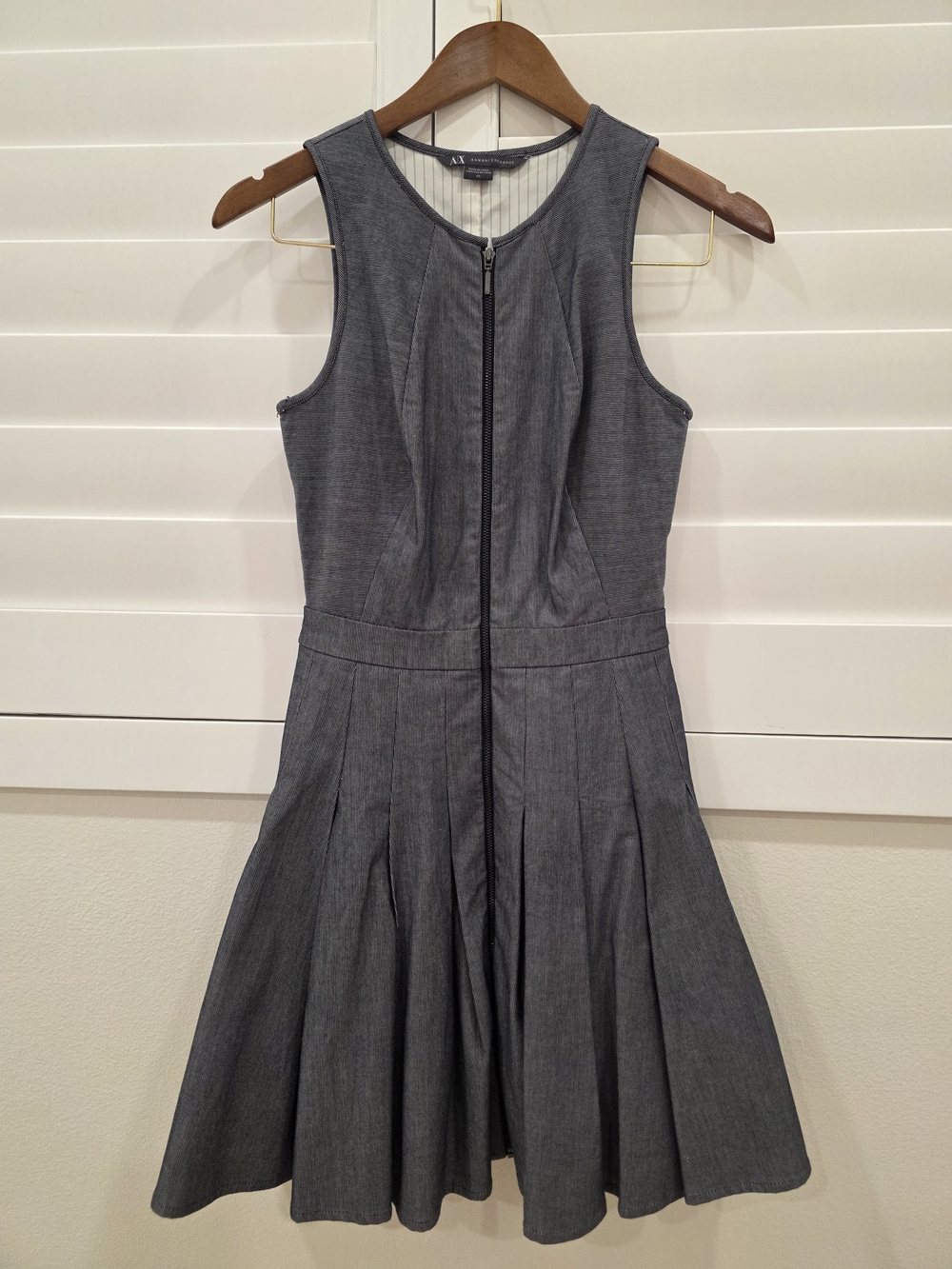 A/X Armani Exchange Charcoal Gray Sleeveless Zip-Front Fit-and-Flare Dress